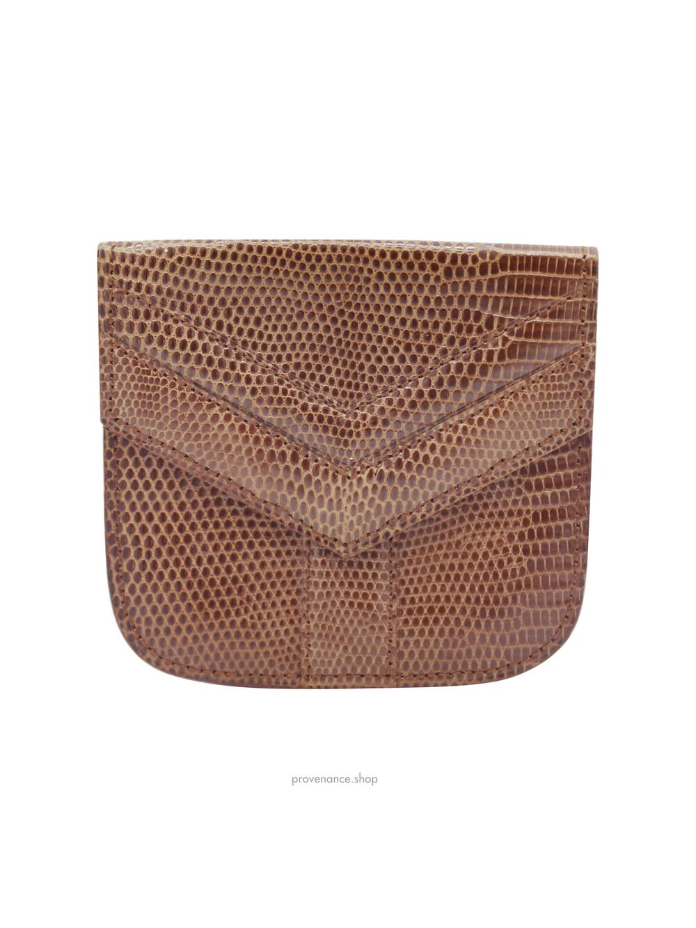 🔴 Yves Saint Laurent Lizard Coin Wallet - Brown